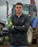 Camisa Agro Brk Preta Bandeira do Brasil com Proteção Solar UV50+