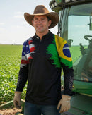 Camisa Agro Brk Bandeira Brasil Estados Unidos com Proteção Solar UV50+