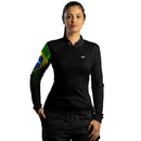 Camisa Agro Feminina Brk Preta Brasil com Proteção Solar UV50+