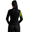 Camisa Agro Feminina Brk Preta Brasil com Proteção Solar UV50+