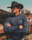 Camisa Masculina Agro Brk Mescla Azul Escuro com Proteção Solar UV50+