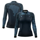 Camisa Agro Feminina Brk Camuflado Long Horn Brasil Azul com Proteção Solar UV50+