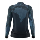 Camisa Agro Feminina Brk Camuflado Long Horn Brasil Azul com Proteção Solar UV50+
