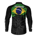 Camisa Agro Brk Básica Patriota Preta Bandeira do Brasil com Proteção UV50+