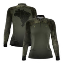 Camisa Feminina Agro Brk Camu Verde Long Horn com Proteção Solar UV50+
