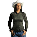 Camisa Feminina Agro Brk Camu Verde Long Horn com Proteção Solar UV50+