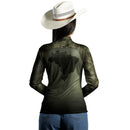 Camisa Feminina Agro Brk Camu Verde Long Horn com Proteção Solar UV50+