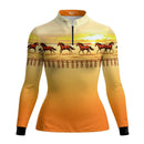 Camisa Agro Feminina BRK Wild horse Pôr do Sol Laranja com Proteção Solar UV50+