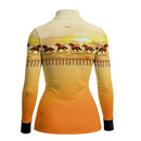 Camisa Agro Feminina BRK Wild horse Pôr do Sol Laranja com Proteção Solar UV50+