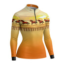 Camisa Agro Feminina BRK Wild horse Pôr do Sol Laranja com Proteção Solar UV50+