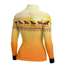 Camisa Agro Feminina BRK Wild horse Pôr do Sol Laranja com Proteção Solar UV50+