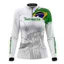 Camisa Agro Feminina Brk Básica Patriota Bandeira do Brasil Branca com Proteção UV50+