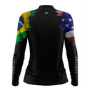 Camisa Agro Feminina Brk Bandeira Brasil Estados Unidos com UV50+
