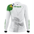 Camisa Agro Feminina Brk Básica Patriota Bandeira do Brasil Branca com Proteção UV50+
