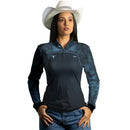 Camisa Agro Feminina Brk Camuflado Long Horn Brasil Azul com Proteção Solar UV50+