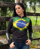 Camisa Agro Feminina Brk Bandeira do Brasil com Proteção Solar UV50+