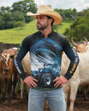 Camisa Agro Brk O Agro Não Para Azul Proteção Solar UV50+