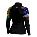 Camisa Agro Feminina Brk Bandeira Brasil Estados Unidos com UV50+