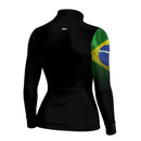 Camisa Agro Feminina Brk Preta Brasil com Proteção Solar UV50+