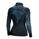 Camisa Agro Feminina Brk Camuflado Long Horn Brasil Azul com Proteção Solar UV50+