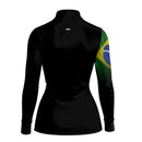 Camisa Agro Feminina Brk Preta Brasil com Proteção Solar UV50+