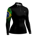 Camisa Agro Feminina Brk Preta Brasil com Proteção Solar UV50+