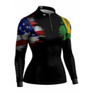 Camisa Agro Feminina Brk Bandeira Brasil Estados Unidos com UV50+