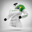 Camisa Agro Feminina Brk Básica Patriota Bandeira do Brasil Branca com Proteção UV50+